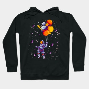 Astronaut Holding Planet Balloons Spaceman Planets Space Hoodie